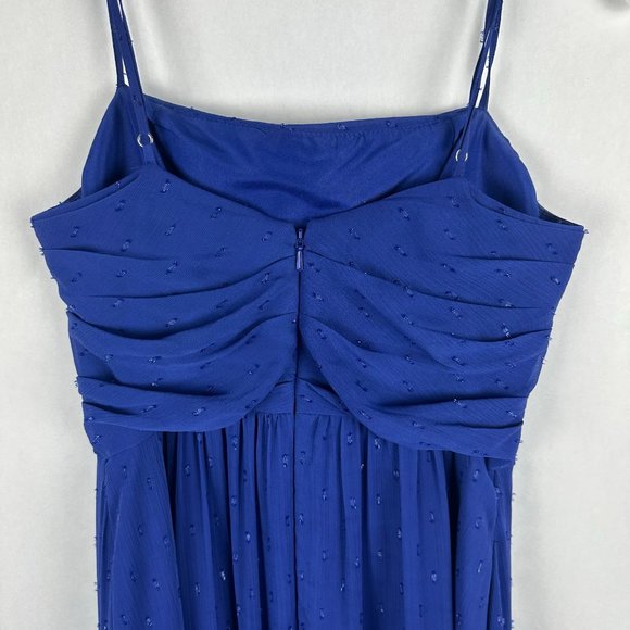 DB Studio David's Bridal Dress Size 2 Straight Neck Clip Dot A-Line Cobalt Blue - Picture 6 of 15